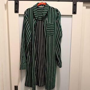 Zara Green and Black Glitter Striped Dress